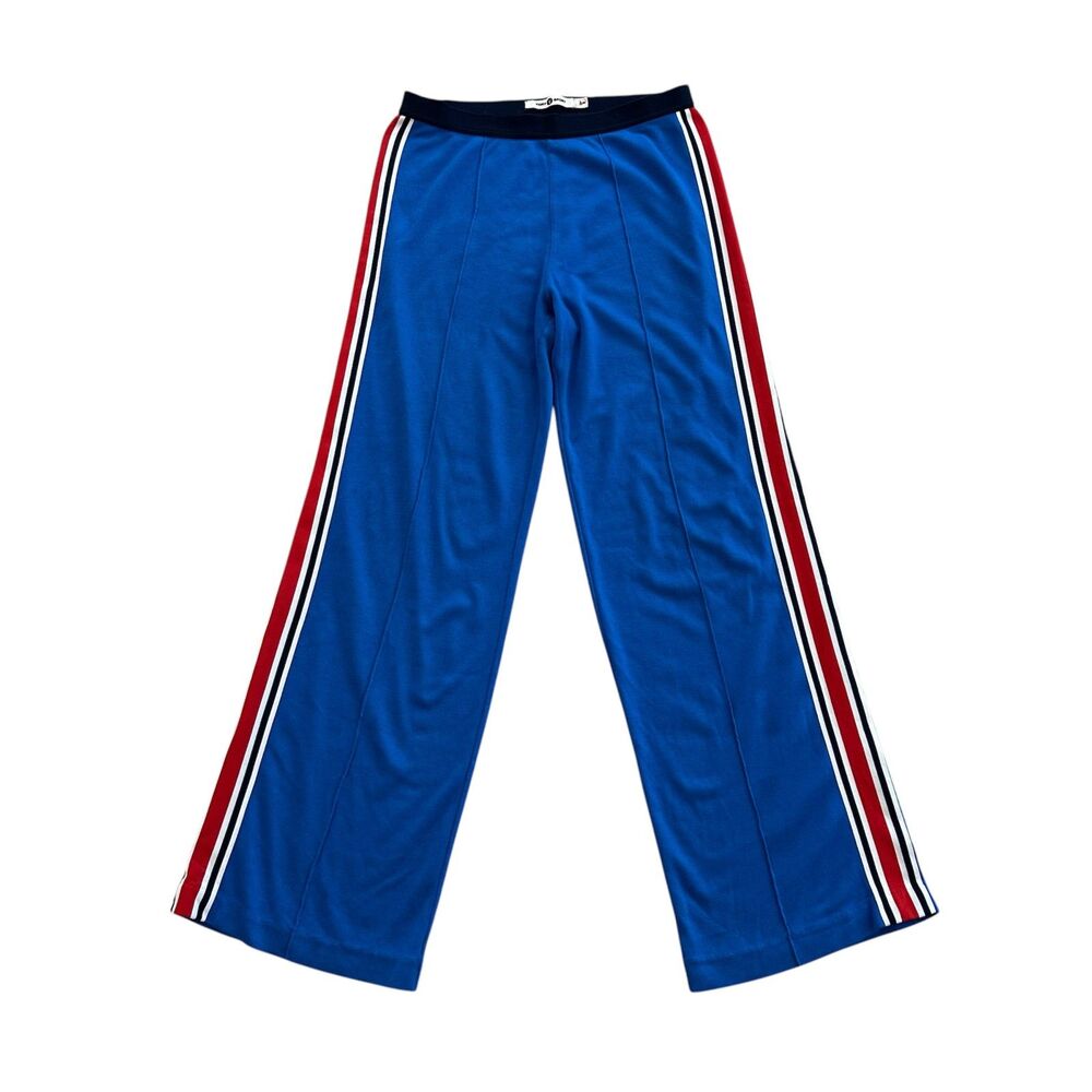 Tory Burch Sport Blue Track Pants with Red and White Stripes Size S